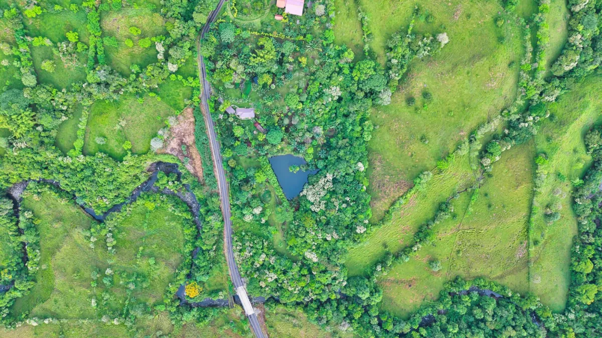 Finca residencial de 3,69 hectáreas con lagos, río y bosque.