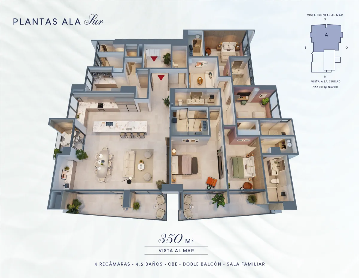 Majestic Penthouse en Costanera Aqua T200 en Ala Sur, 350 m², Vista al Mar