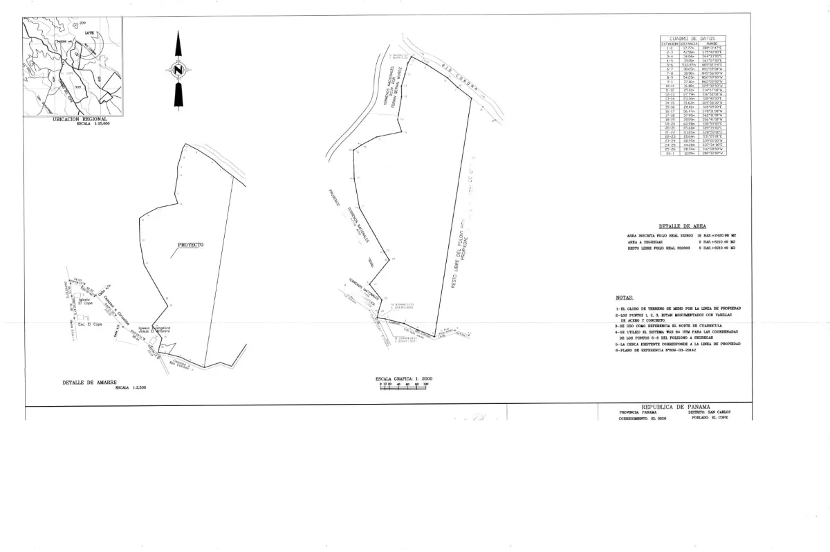 26-hectare land with ocean and mountain views.