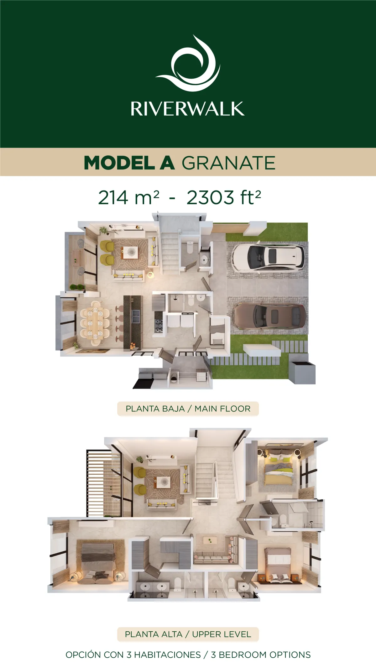 Lujo y Confort en Riverwalk – Green City! Gran Terreno Plano (214 m²)