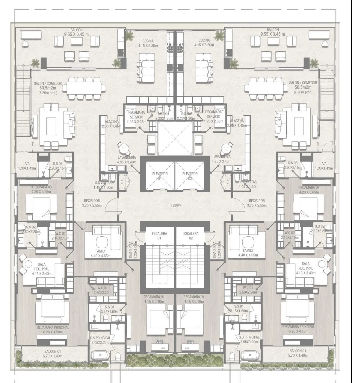 655 m² Duplex, private terrace, Santa María