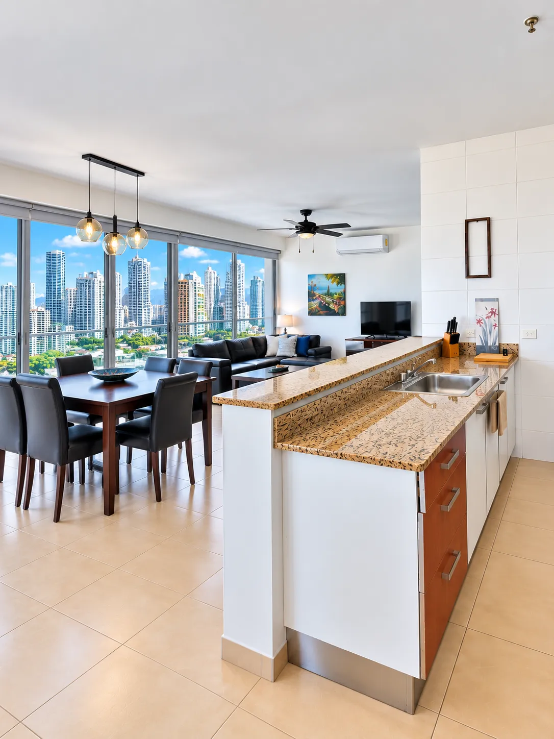 Grandbay Tower: Elegant 1-Bedroom Furnished Apartment with Panoramic Bay Views